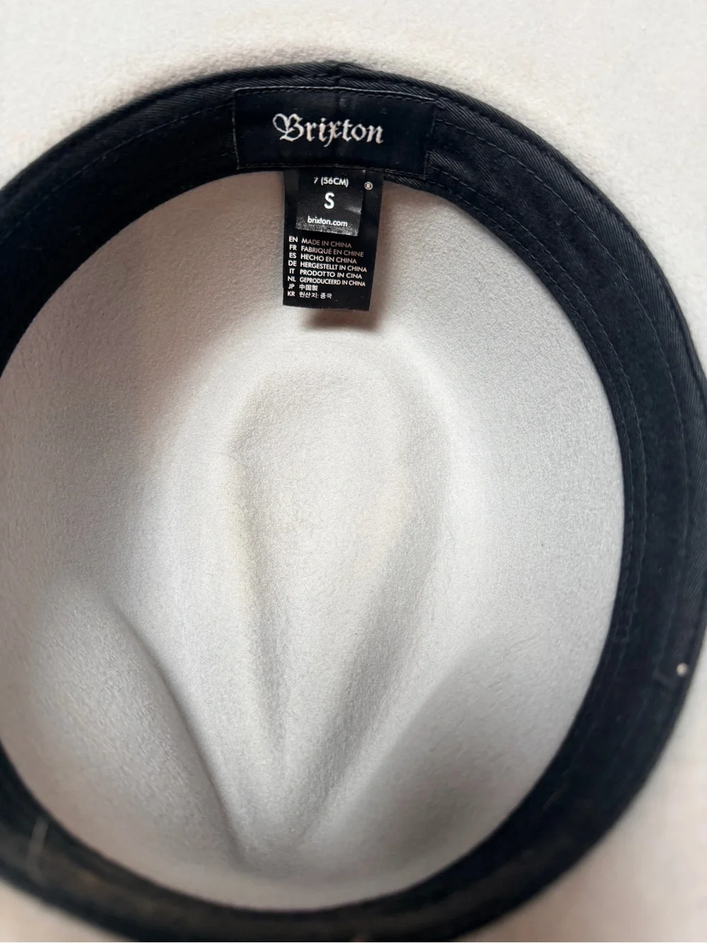 Brixton Light Gray Wool Felt Wide-Brim Hat with Feather Trim